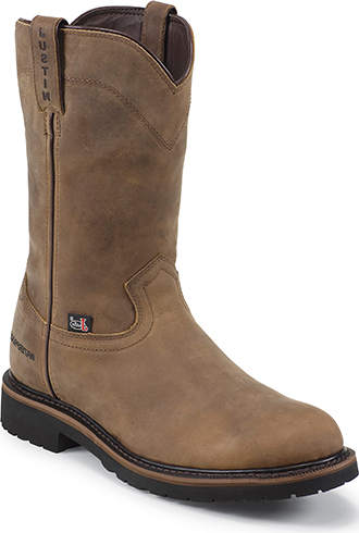justin men's rugged cowhide waterproof wellington work boots