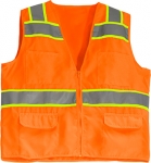 MAX Apparel Hi-Viz ANSI Class 2 Solid Twill 6 Pocket Orange Safety Vest MAX447