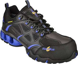 Men's Nautilus Composite Toe WP Metal Free Work Shoe 1801 - 9 W - Black/Blue