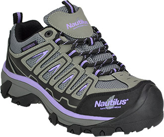 Women's Nautilus Steel Toe WP Work Shoe N2258 - 9 W - Grey/Silver/Purple