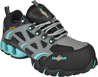 Women's Nautilus Composite Toe WP Metal Free Work Shoe 1852 - 9 W - Blue/Grey/Silver