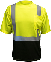 MAX Apparel Hi-Viz Class 2 Moisture Wicking Short Black Bottom Short Sleeve T-shirt MAX405