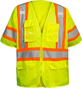 MAX Apparel Hi-Viz Class 3 Deluxe Mesh Safety Vest, Zipper Front MAX462