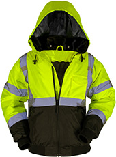 MAX Apparel Hi-Viz Class 3 Black Bottom Bomber Jacket w/Removable Fleece Liner MAX605