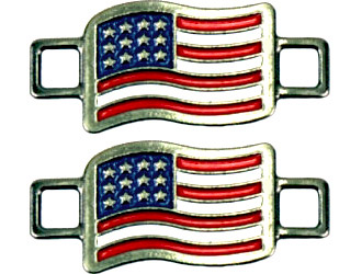 ONE PAIR OF RED WING SHOES AMERICAN FLAG BOOT LACE SHOE KEEPER CHARMS USA 